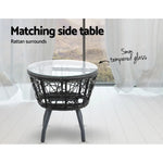 Gardeon 3PC Bistro Set Outdoor Furniture Rattan Table Chairs Patio Garden Cushion Black - Furniture > Outdoor