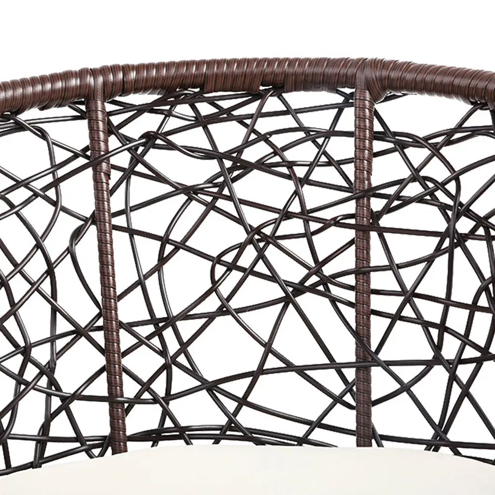 Gardeon 3PC Bistro Set Outdoor Furniture Rattan Table Chairs Patio Garden Cushion Brown - Furniture > Outdoor