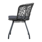 Gardeon 3PC Bistro Set Outdoor Furniture Rattan Table Chairs Patio Garden Cushion Black - Furniture > Outdoor