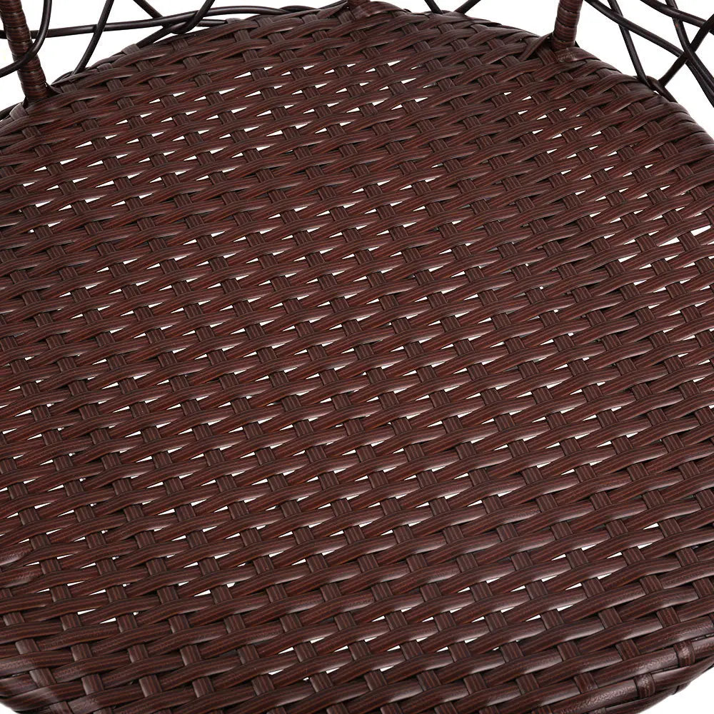 Gardeon 3PC Bistro Set Outdoor Furniture Rattan Table Chairs Patio Garden Cushion Brown - Furniture > Outdoor