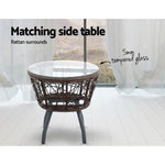 Gardeon 3PC Bistro Set Outdoor Furniture Rattan Table Chairs Patio Garden Cushion Brown - Furniture > Outdoor