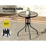 Gardeon 3PC Bistro Set Outdoor Table and Chairs Stackable Outdoor Furniture Black - Furniture > Outdoor