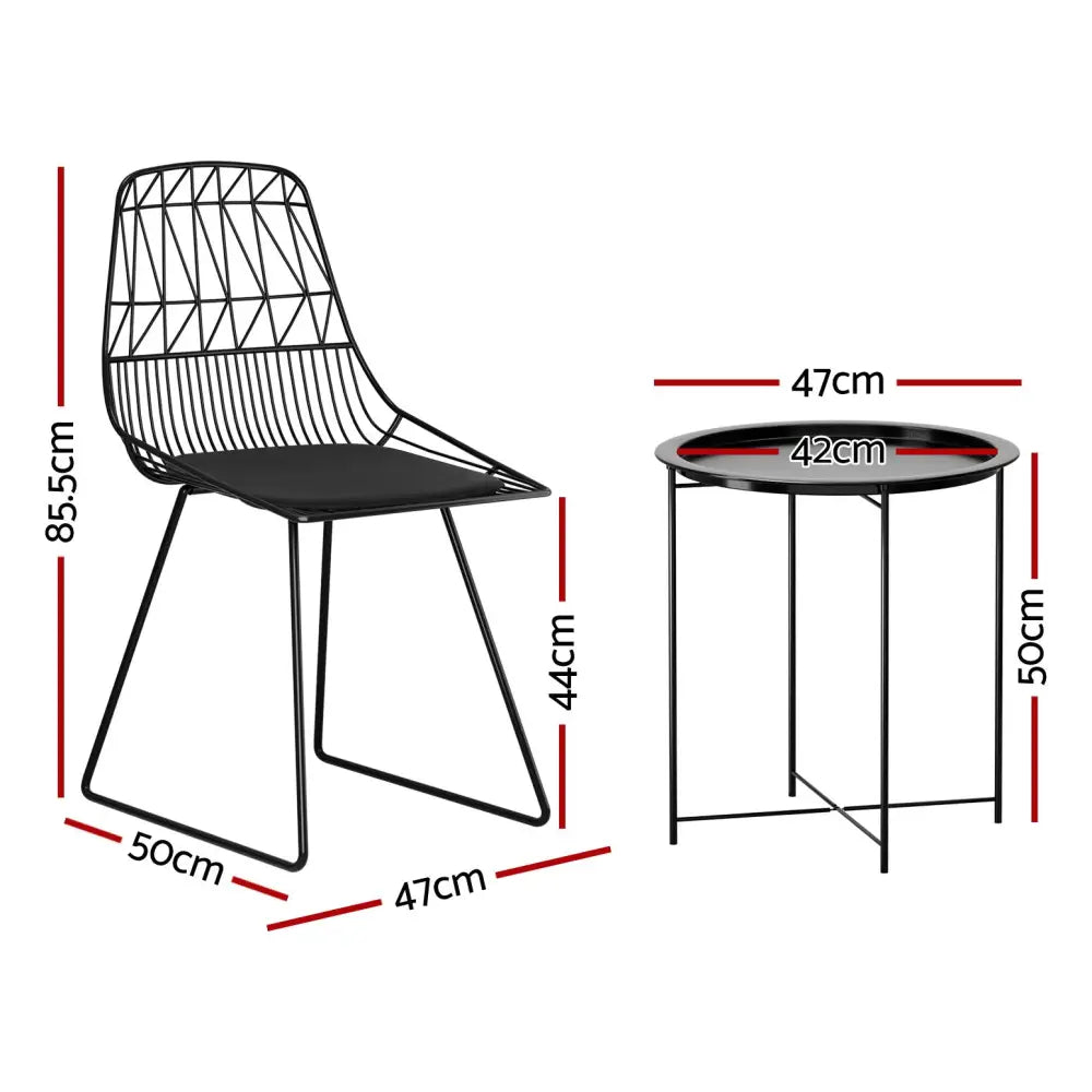Gardeon 3PC Outdoor Bistro Set Patio Furniture Lounge Chairs Table Garden - Furniture > Outdoor