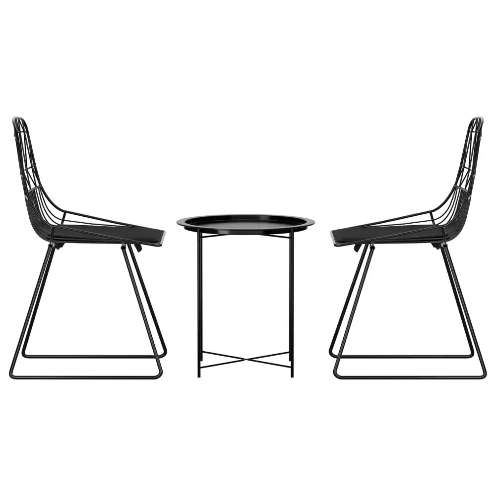 Gardeon 3PC Outdoor Bistro Set Patio Furniture Lounge Chairs Table Garden - Furniture > Outdoor