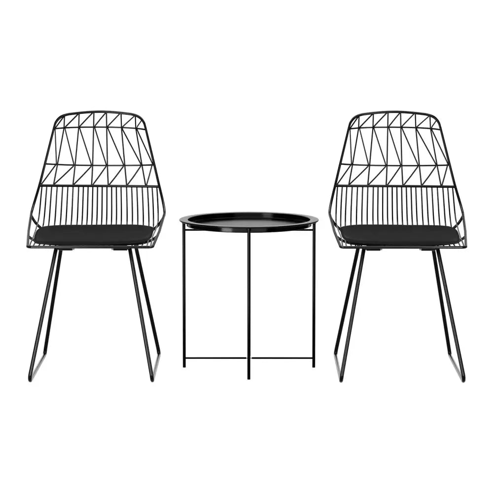 Gardeon 3PC Outdoor Bistro Set Patio Furniture Lounge Chairs Table Garden - Furniture > Outdoor