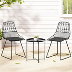 Gardeon 3PC Outdoor Bistro Set Patio Furniture Lounge Chairs Table Garden - Furniture > Outdoor