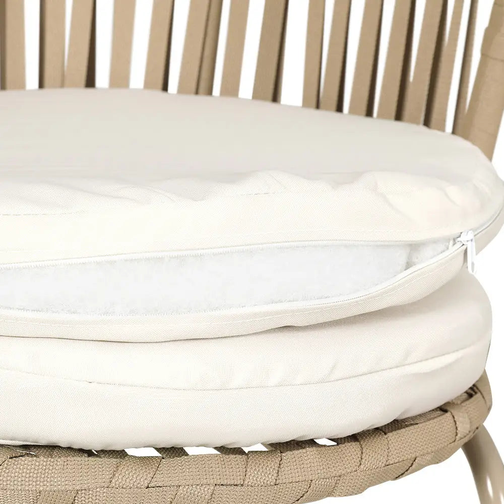 Gardeon 3PC Outdoor Bistro Set Patio Furniture Rope Setting Chairs Table Beige - Furniture > Outdoor
