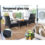 Gardeon 3PC Outdoor Bistro Set Patio Furniture Wicker Setting Chairs Table Luca - Furniture > Outdoor > Outdoor Chairs