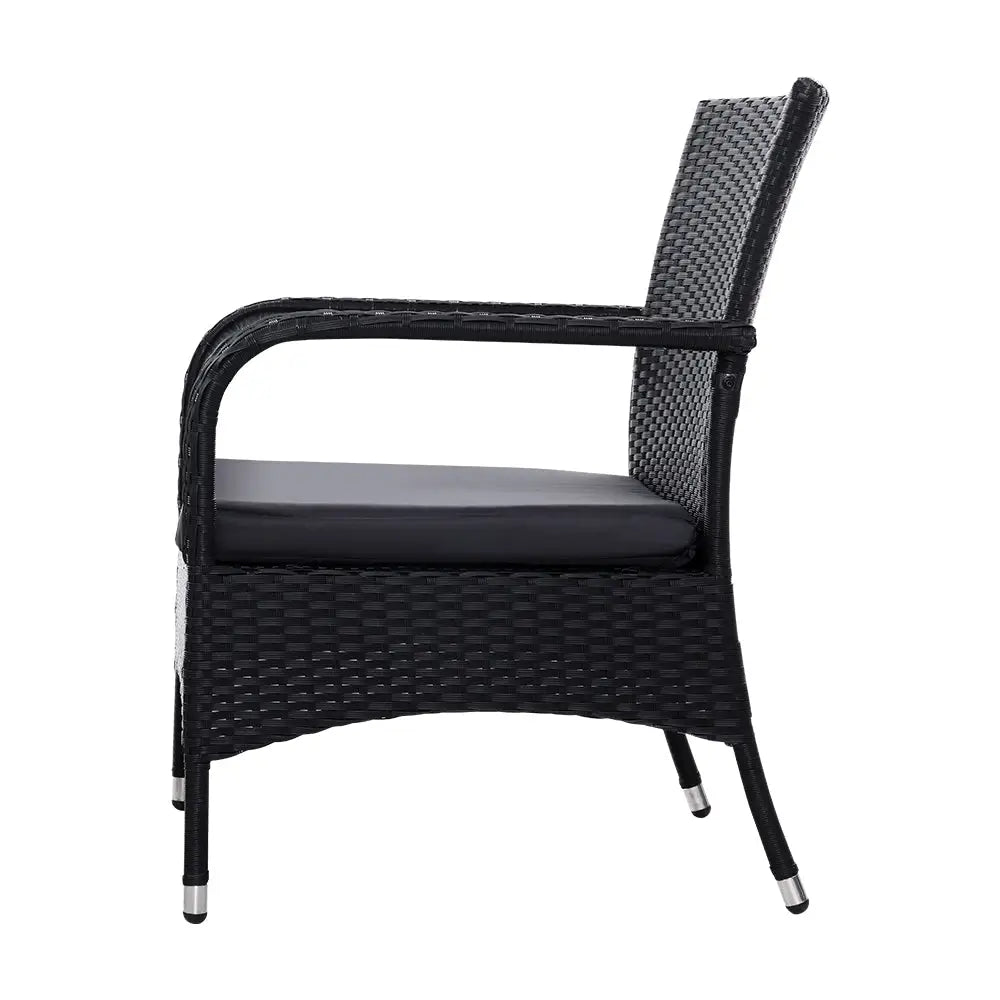 Gardeon 3PC Outdoor Bistro Set Patio Furniture Wicker Setting Chairs Table Luca - Furniture > Outdoor > Outdoor Chairs