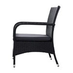 Gardeon 3PC Outdoor Bistro Set Patio Furniture Wicker Setting Chairs Table Luca - Furniture > Outdoor > Outdoor Chairs