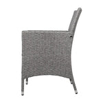 Gardeon 3PC Outdoor Bistro Set Patio Furniture Wicker Setting Chairs Table Cushion Grey - Furniture > Outdoor