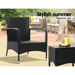 Gardeon 3PC Outdoor Bistro Set Patio Furniture Wicker Setting Chairs Table Luca - Furniture > Outdoor > Outdoor Chairs