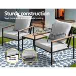 Gardeon 3PC Outdoor Furniture Bistro Set Lounge Setting Chairs Table Patio Black - Furniture > Outdoor
