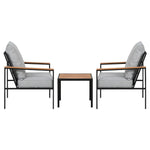 Gardeon 3PC Outdoor Furniture Bistro Set Lounge Setting Chairs Table Patio Black - Furniture > Outdoor