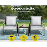 Gardeon 3PC Outdoor Furniture Bistro Set Lounge Setting Chairs Table Patio Black - Furniture > Outdoor
