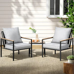 Gardeon 3PC Outdoor Furniture Bistro Set Lounge Setting Chairs Table Patio Black - Furniture > Outdoor