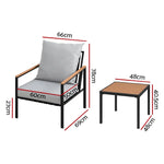 Gardeon 3PC Outdoor Furniture Bistro Set Lounge Setting Chairs Table Patio Black - Furniture > Outdoor