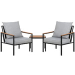 Gardeon 3PC Outdoor Furniture Bistro Set Lounge Setting Chairs Table Patio Black - Furniture > Outdoor