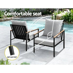 Gardeon 3PC Outdoor Furniture Bistro Set Lounge Setting Chairs Table Patio Black - Furniture > Outdoor