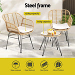 Gardeon 3PC Outdoor Furniture Bistro Set Lounge Setting Table Chairs Cushion Patio Grey - Furniture > Outdoor > Outdoor