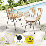 Gardeon 3PC Outdoor Furniture Bistro Set Lounge Setting Table Chairs Cushion Patio Grey - Furniture > Outdoor > Outdoor