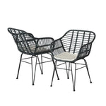 Gardeon 3PC Outdoor Furniture Bistro Set Lounge Setting Table Chairs Cushion Patio Grey - Furniture > Outdoor