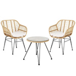 Gardeon 3PC Outdoor Furniture Bistro Set Lounge Setting Table Chairs Cushion Patio Grey - Furniture > Outdoor > Outdoor