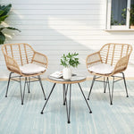 Gardeon 3PC Outdoor Furniture Bistro Set Lounge Setting Table Chairs Cushion Patio Grey - Furniture > Outdoor > Outdoor