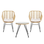 Gardeon 3PC Outdoor Furniture Bistro Set Lounge Setting Table Chairs Cushion Patio Grey - Furniture > Outdoor > Outdoor