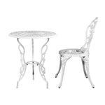 Gardeon 3PC Outdoor Setting Bistro Set Chairs Table Cast Aluminum Patio Furniture Rose White - Furniture > Outdoor