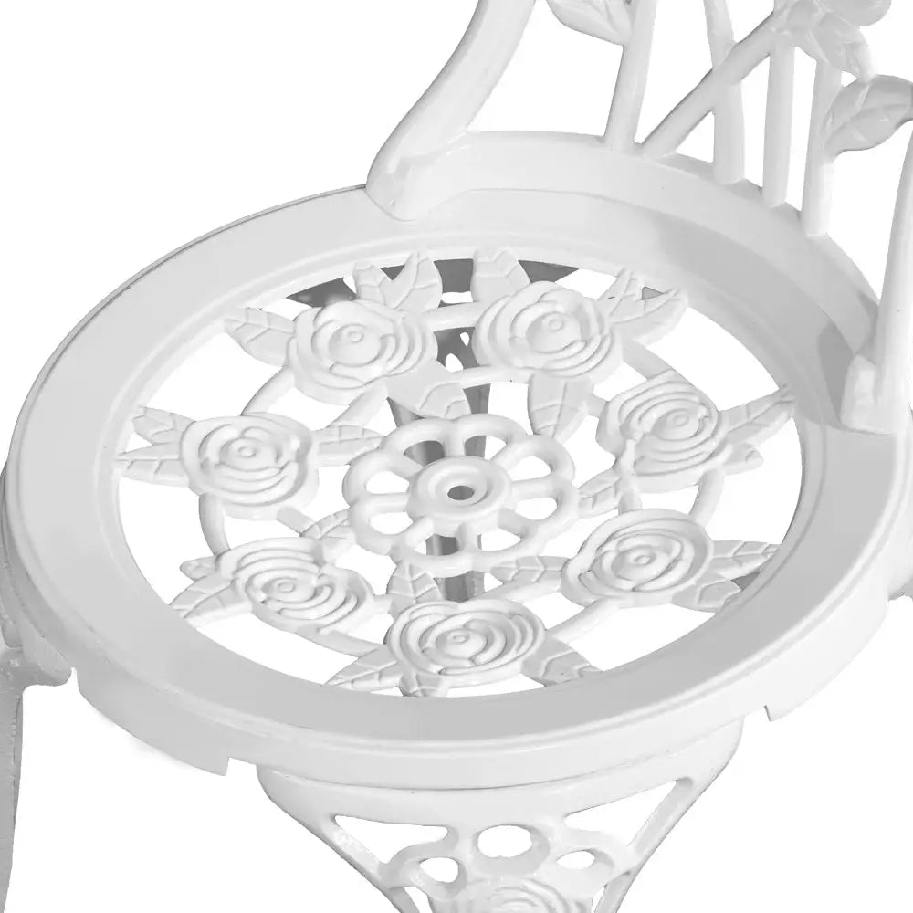 Gardeon 3PC Outdoor Setting Bistro Set Chairs Table Cast Aluminum Patio Furniture Rose White - Furniture > Outdoor