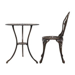 Gardeon 3PC Outdoor Setting Bistro Set Chairs Table Cast Aluminum Patio Furniture Tulip Bronze - Furniture > Outdoor