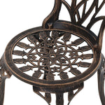 Gardeon 3PC Outdoor Setting Bistro Set Chairs Table Cast Aluminum Patio Furniture Tulip Bronze - Furniture > Outdoor