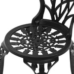 Gardeon 3PC Outdoor Setting Bistro Set Chairs Table Cast Aluminum Patio Furniture Tulip Black - Furniture > Outdoor