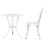 Gardeon 3PC Outdoor Setting Bistro Set Chairs Table Cast Aluminum Patio Furniture Tulip White - Furniture > Outdoor