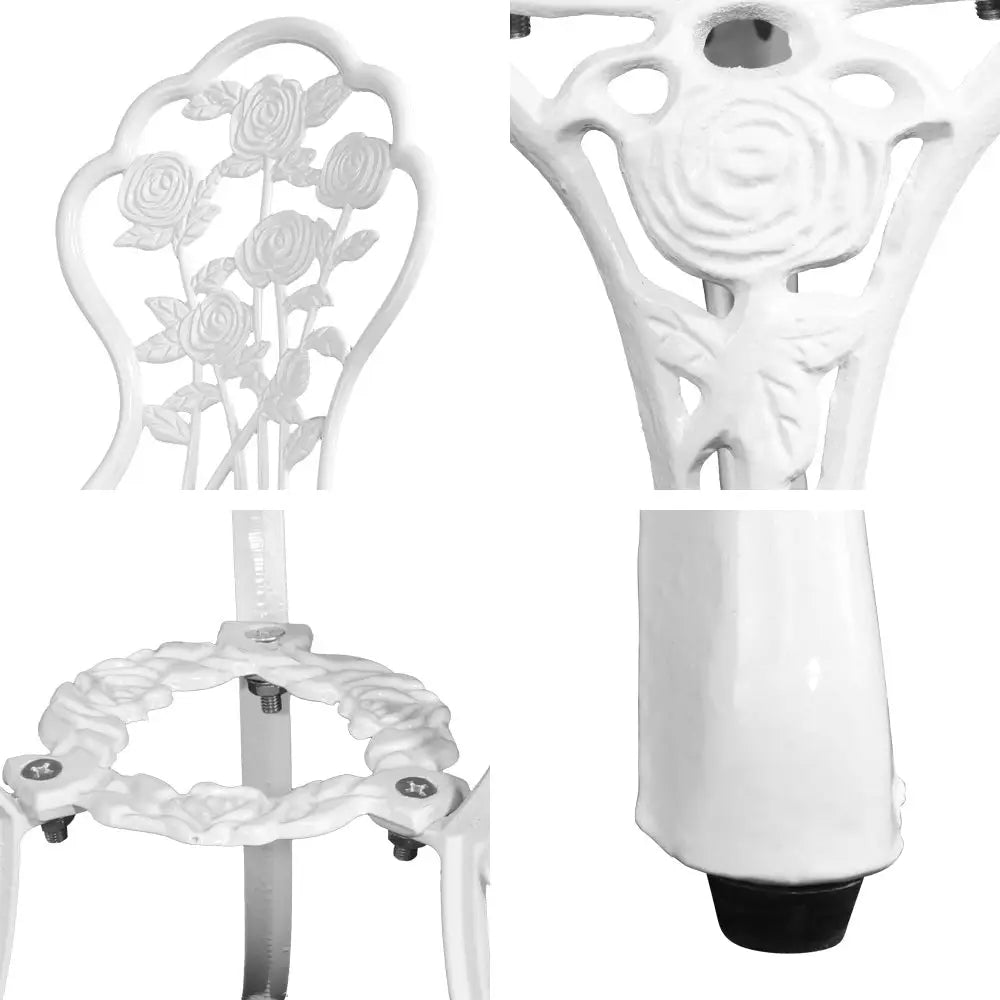 Gardeon 3PC Outdoor Setting Bistro Set Chairs Table Cast Aluminum Patio Furniture Rose White - Furniture > Outdoor