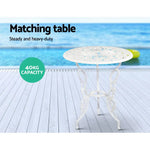 Gardeon 3PC Outdoor Setting Bistro Set Chairs Table Cast Aluminum Patio Furniture Rose White - Furniture > Outdoor