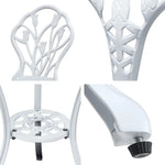 Gardeon 3PC Outdoor Setting Bistro Set Chairs Table Cast Aluminum Patio Furniture Tulip White - Furniture > Outdoor