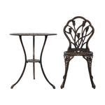 Gardeon 3PC Outdoor Setting Bistro Set Chairs Table Cast Aluminum Patio Furniture Tulip Bronze - Furniture > Outdoor