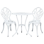 Gardeon 3PC Outdoor Setting Bistro Set Chairs Table Cast Aluminum Patio Furniture Tulip White - Furniture > Outdoor