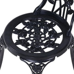 Gardeon 3PC Outdoor Setting Bistro Set Chairs Table Cast Aluminum Rose Black - Furniture > Outdoor