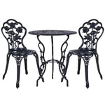 Gardeon 3PC Outdoor Setting Bistro Set Chairs Table Cast Aluminum Rose Black - Furniture > Outdoor