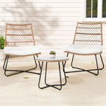 Gardeon 3PC Outdoor Setting Wicker Bistro Set Table Chairs Patio Furniture Brown - Furniture > Outdoor > Outdoor Benches