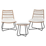 Gardeon 3PC Outdoor Setting Wicker Bistro Set Table Chairs Patio Furniture Brown - Furniture > Outdoor > Outdoor Benches