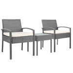 Gardeon 3PC Patio Furniture Bistro Set Wicker Outdoor Lounge Setting Grey - Furniture > Outdoor