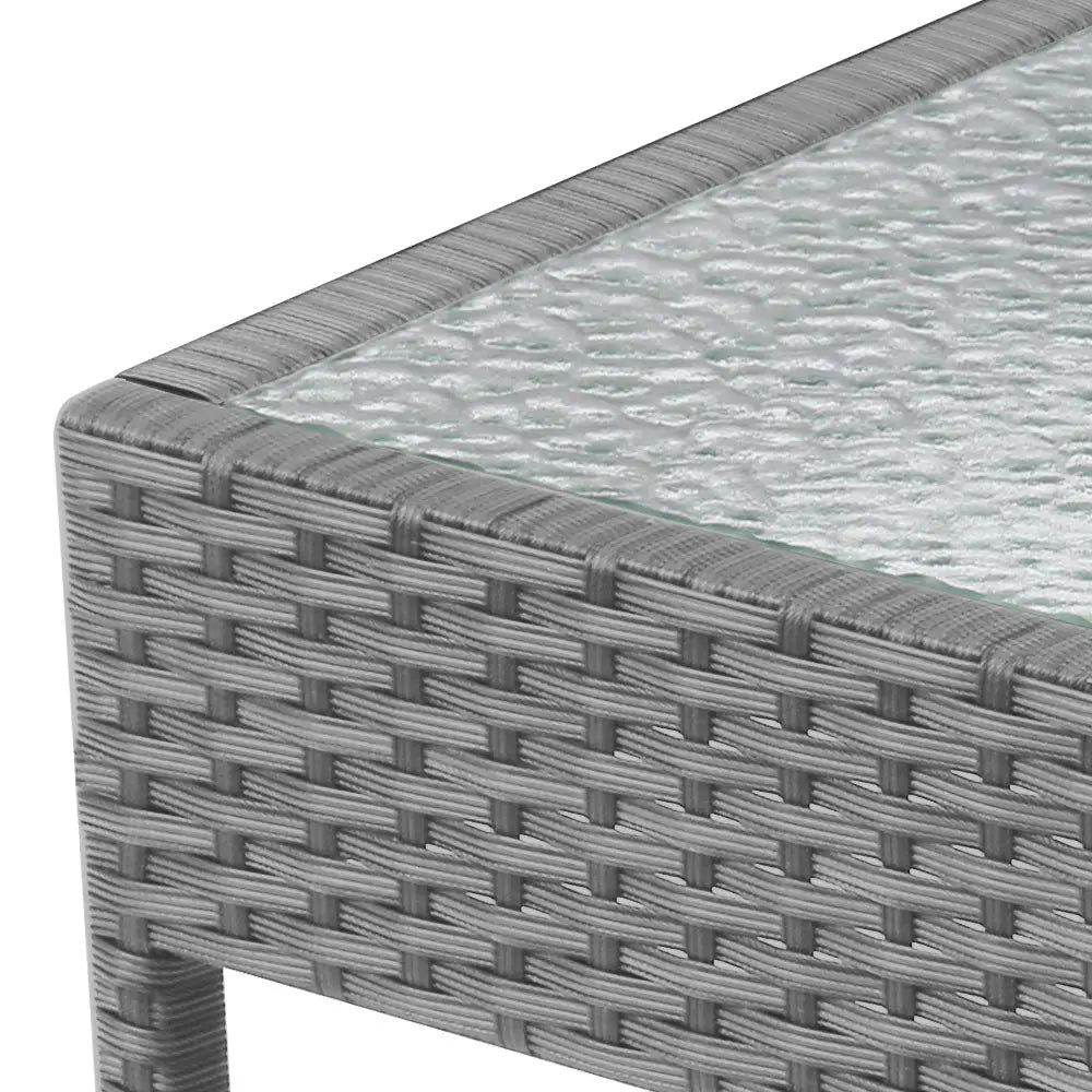 Gardeon 3PC Patio Furniture Bistro Set Wicker Outdoor Lounge Setting Grey - Furniture > Outdoor