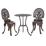 Gardeon 3PC Patio Furniture Outdoor Bistro Set Dining Chairs Aluminium Bronze - Furniture > Outdoor