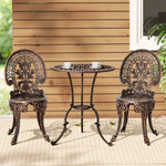 Gardeon 3PC Patio Furniture Outdoor Bistro Set Dining Chairs Aluminium Bronze - Furniture > Outdoor