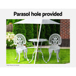 Gardeon 3PC Patio Furniture Outdoor Bistro Set Dining Chairs Aluminium White - Furniture > Outdoor > Outdoor Chairs