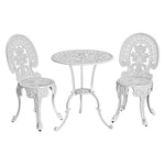 Gardeon 3PC Patio Furniture Outdoor Bistro Set Dining Chairs Aluminium White - Furniture > Outdoor > Outdoor Chairs